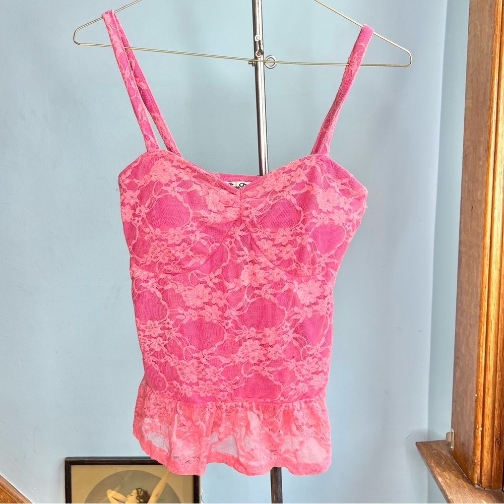 True Freedom Hot Pink Lace Cami Top